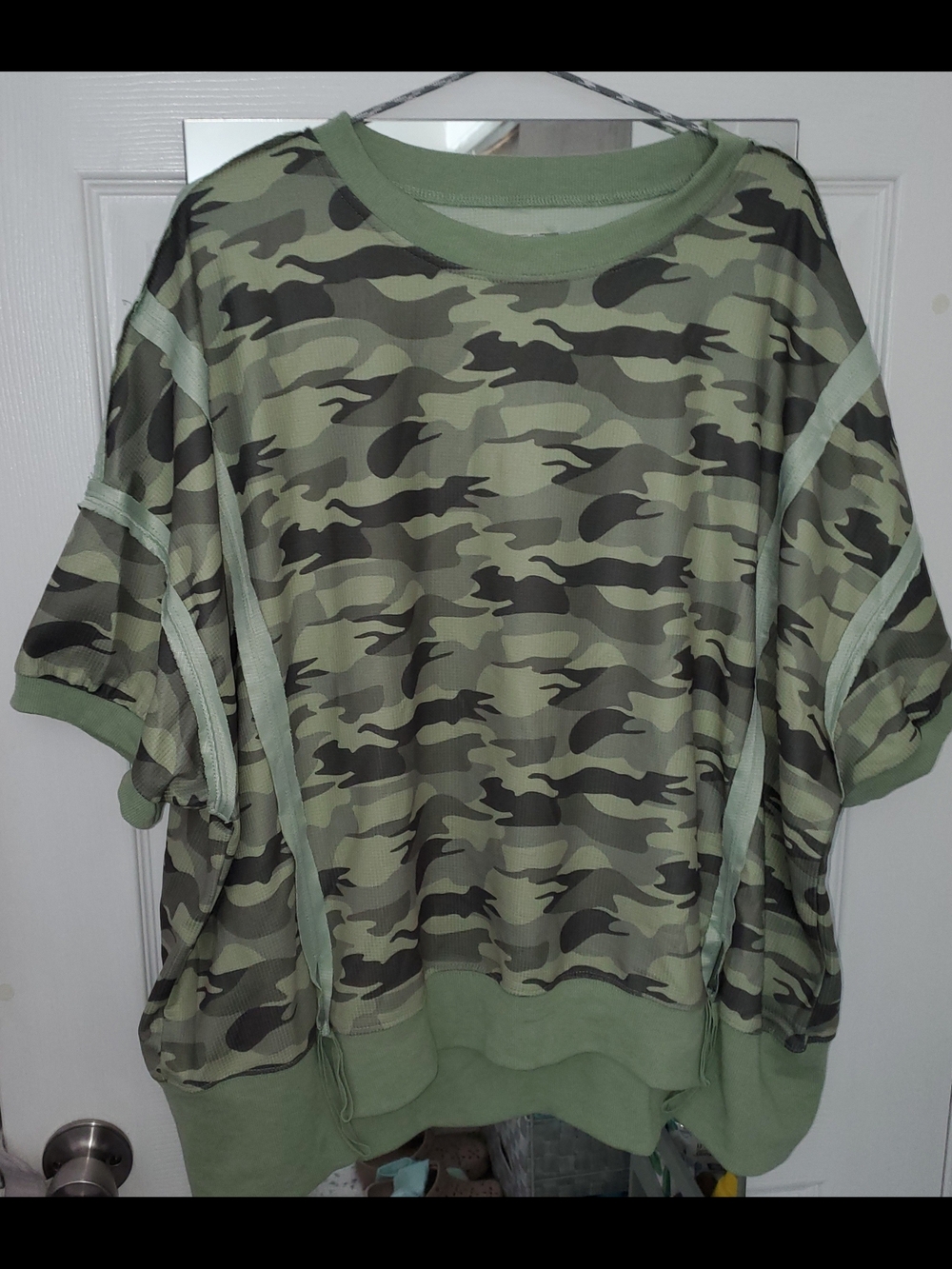 Camo Oversized Short Sleeve Sweatshirt - Green Camo